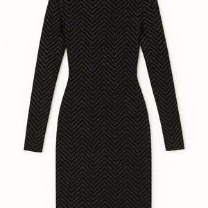 Black Chevron Sparkle Bodycon Dress